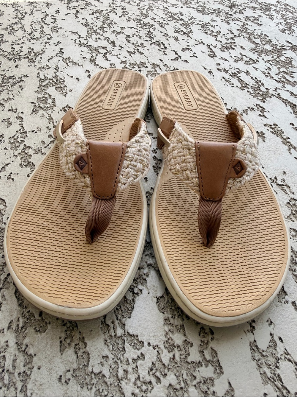 Sperry Women’s Tan and Cream Braided Thong Sandals - Picture 4 of 4